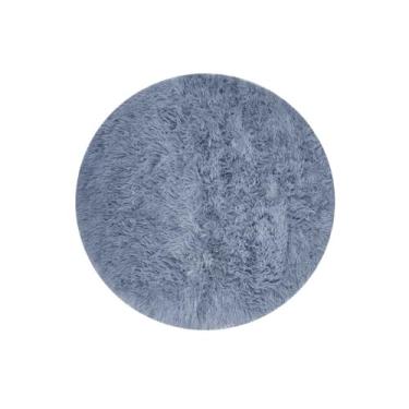 Imagem de Genérico, Tapete Redondo Azul Cinza Felpudo Leve Antiderrapante 120cm