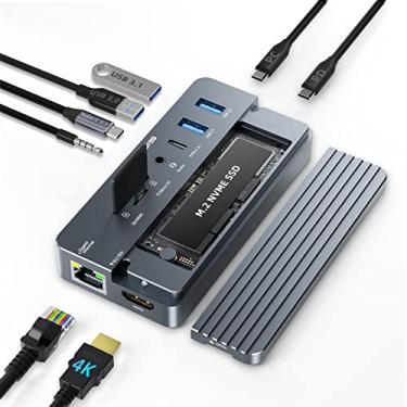 Imagem de ACASIS Docking station USB-C HUB 10 em 1 serve M.2 NVME e SATA NGFF SSD com HDMI, fornecimento de energia 100W, suporte 8TB para Windows/MAC/IPAD(CM073 cinza)