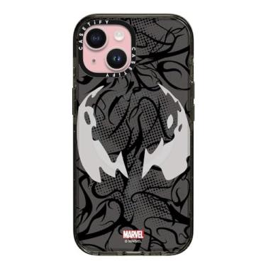 Imagem de CASETiFY Capa Impact para iPhone 15 [Spider-Man Co-Lab / Proteção contra quedas de 2,5 metros/Compatível com Magsafe] - Máscara Venom - Preto Transparente