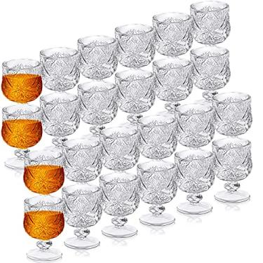 Imagem de Conjunto de copos de shot de 49,6 g Fancy Cute Shot Glasses Cordial Crystal Shot Glassware Clear Embossed Glass Snifters Drinkware for Wine Sherry Vodka Cocktail Beverage Wedding Party Bar Supplies