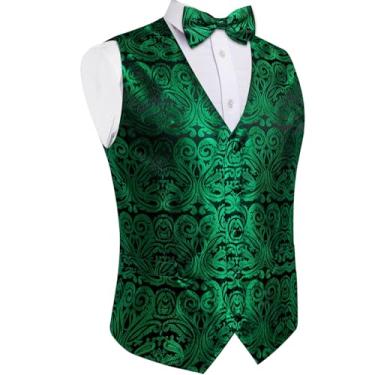 Imagem de Colete masculino de seda Paisley para vestido de smoking acessório colete masculino lenço abotoaduras gravata borboleta coletes negócios, Mj-0601, X-Large