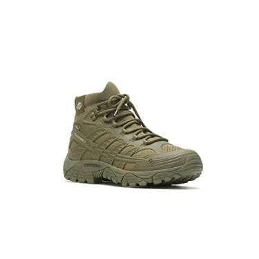 Imagem de Merrell Botas masculinas Moab Velocity Tactical cano médio impermeáveis respiráveis e resistentes a óleo e antiderrapante, Oliva escura, 14