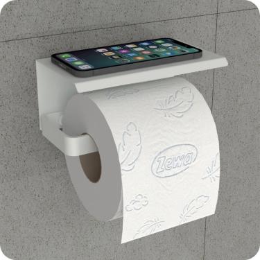 Imagem de Porta Papel Higiênico Inox De Parede Banheiro Branco MAX