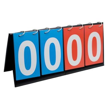 Imagem de YIKANGHENG Placar, 35,5 cm x 16,5 cm couro PU impermeável marcador de pontuação Flipper para basquete, vôlei, tênis de mesa e competição (4 dígitos)