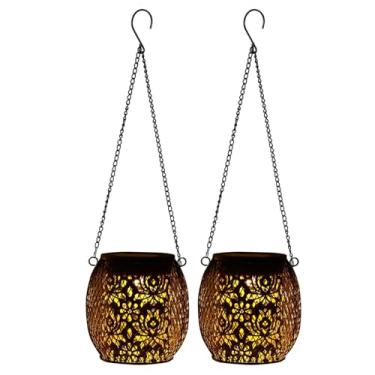 Imagem de Lanterna solar ao ar livre, externa atualizada, pendurada, portátil, 2 em 1, luzes solares, decorações de Natal, iluminação, lanterna solar à prova d'água para árvore, jardim, quintal, pátio, type1