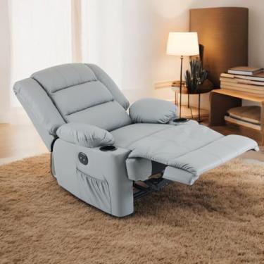 Imagem de Poltrona do Papai Reclinavel Elétrica Com Entrada USB Corino Premium Cinza