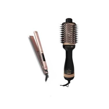 Imagem de Kit Gama Keration Bivolt - Escova Modeladora Stylish Brush + Prancha Elegance Led