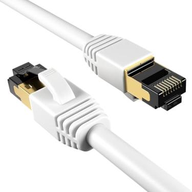 Imagem de Cables Direct Online Cabo de conexão Ethernet Cat8 azul 0,5FT SFTP 40Gbps 2000Mhz Conexão 26AWG Conectores RJ45 de cobre blindado para modems, roteadores, redes