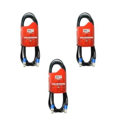 Imagem de Cabo Microfone Cannon XLR Macho Para Fêmea 5M MXT, 3un Cabo XLR