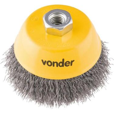 Imagem de Escova Copo Ondulada 4 Rosca M14 Aço Carbono Polido 8500rpm - Vonder