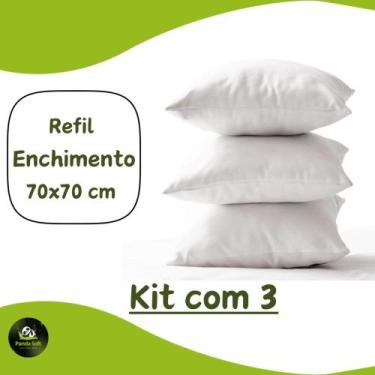 Imagem de Kit 3 Enchimentos Refil Almofada 70x70 Fibra Siliconada 450g - bambuso