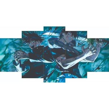 Imagem de Kit quadro decorativo 5 peças 95x60cm Anime Jujutsu Megumi Fushiguro Toji