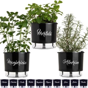 Imagem de Kit 3 Vaso Raiz Autoirrigável Temperos Gourmet N3 16x14 Auto Irrigável