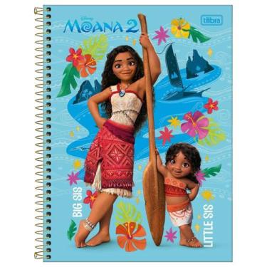 Imagem de Caderno Moana Capa Dura Espiral 80F 1 Matéria Escolar, Azul