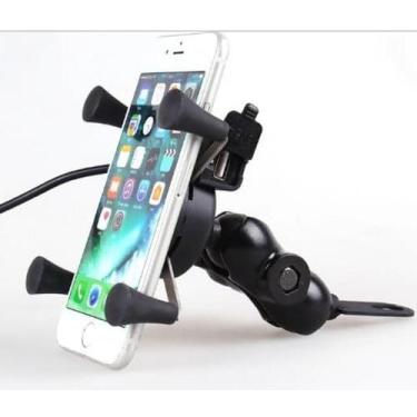 Imagem de Suporte Garra Celular Para Motos Universal Carregador Usb - itblue
