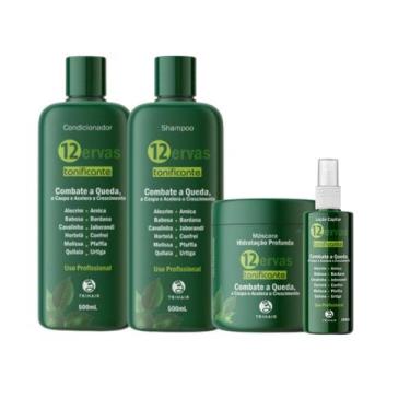 Imagem de Kit Sh + Cond + Mask 500ml +Loção 180ml Tonificante 12 Ervas - Trihair