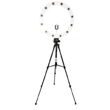 Imagem de Ring Light 12 Soquete 2 em 1 Tripé 1,50MT - MEGAPLAST, Branco