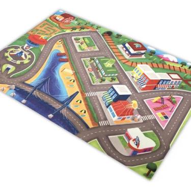 Imagem de Tapete Pista De Carrinhos Grande Cidade Ponte 180X120Cm - Geral