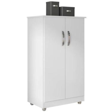 Imagem de Armário Organizador Gray Multiuso 3 Prateleiras 2 Portas Branco - AJL