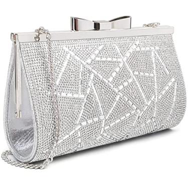 Imagem de Sumnn Bolsa clutch para noite, coquetel, formatura, brilhante, strass, cristal, noiva, dama de honra, festa de casamento, bolsas formais para mulheres, Prata/Estilo C, Medium