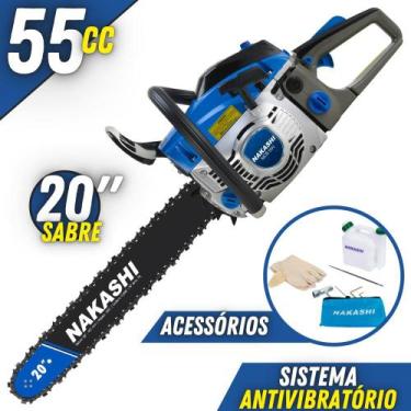Imagem de Motosserra À Combustão Nakashi NCS-550 54,6cc 2 Tempos Potente Com Vel