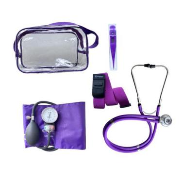 Imagem de Kit Esfigmomanômetro + Estetoscópio Rappaport+ Term Incoterm,  Lilas