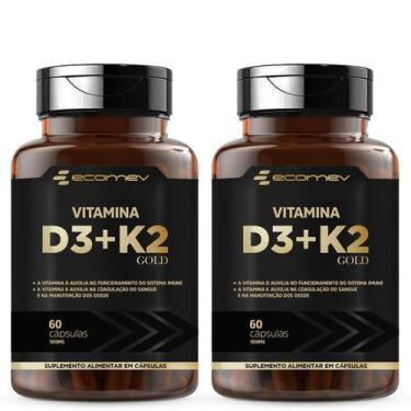 Imagem de 2x Vitamina D3 2.000UI + K2 Mk-7 149mcg 120 Cápsulas - Ecomev