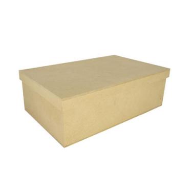Imagem de Caixa Retangular Com 3 Divisoria Tampa Sapato 26x16x8 Mdf Madeira - At