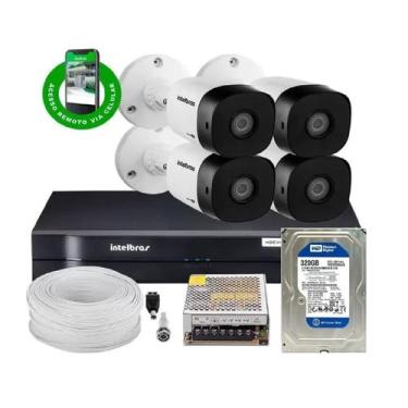Imagem de Kit Cftv 4 Câmeras 1120B Bullet 720P Dvr 8 Canais Intelbras Mhdx + Hd 