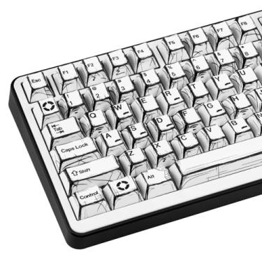 Imagem de GEKUCAP PBT – Conjunto de teclas personalizadas com tema de mangá com 136 teclas brancas, Cherry Profile Dye-Sublimation para teclado mecânico Cherry Gateron MX Switches 61/64/84/87/100/104/108 Cherry