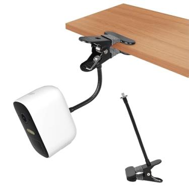Imagem de OkeMeeo Suporte de grampo pescoço de ganso para câmera eufyCam/Arlo Pro 4/Pro 3/Pro 2/Essential/Owlet/Reolink Suporte de montagem de câmera na calha, protetor de janela, árvore etc. (sem perfuração,