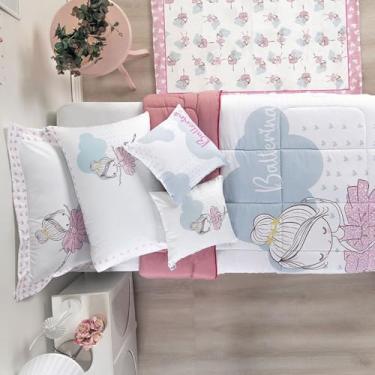 Imagem de Edredom Solteiro Infantil Antialérgico com Lençol Algodão (Bailarina - Lençol Rosê)