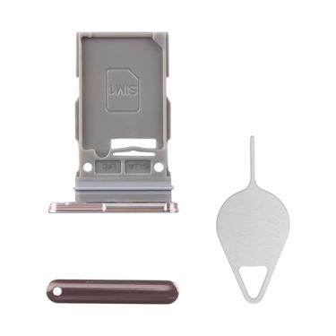 Imagem de BESJMYT Substituição para bandeja de cartão SIM Samsung Galaxy S22 5G (versão SIM único) Adaptador de suporte de slot de bandeja de cartão ouro rosa com ejetor de agulha para S22 5G SM-S901U SM-S901U1