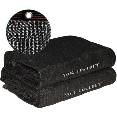 Imagem de UCINNOVATE Pacote com 2 70% de pano de proteção solar de 3 m x 3 m, cobertura de rede para estufa, lona de malha de tecido, proteção solar, rede resistente a UV com ilhós para jardim, pátio, gramado, planta, estacionamento ao ar livre