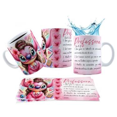 Imagem de Caneca 325ml Stitch Angel Dia dos professores significado - LARANJA E 