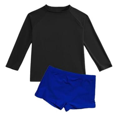 Imagem de Conjunto Camiseta UV + Sunga Infantil Para Meninos Crianças Praia Pisc