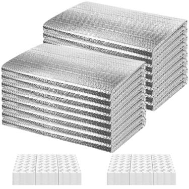 Imagem de Kit de painéis de isolamento de porta de garagem 16P 0,24 m de espessura dupla bolha refletiva folha de alumínio escudo de isolamento térmico 120 fitas de inverno e calor de verão para sótão, garagem,