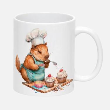Imagem de Caneca Branca de Porcelana 325ml CAPIVARA MAMAE BOLO 5