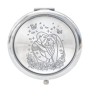 Imagem de RBN 12 peças de espelhos de festa de casamento Cinderela e Príncipe - recuerdos Espejo boda noiva e noivo casamento (branco/prata)