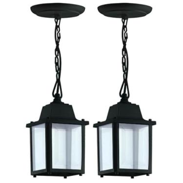 Imagem de 2 Pendentes Luminárias de Teto Colonial Vintage Preto E27 Interno Externo 110v 220v Dital
