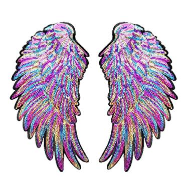 Imagem de Almencla Pacote com 2 adesivos coloridos de lantejoulas para costurar roupas de anjo