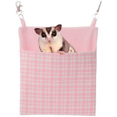 Imagem de Copfeu Sugar Gliders bolsa de dormir linda rede para furões esconderijo para cama para gatos gerbil, acessórios de gaiola de porquinho-da-índia (rosa)