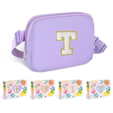 Imagem de COSHAYSOO Pochete de cintura pequena com alça ajustável com patch de letra inicial para mulheres, adolescentes, meninas, corridas, academia, trilhas, mini bolsa transversal para viagem, bolsa moderna,