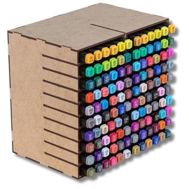 Imagem de Nicho P/ 120 Canetas Em MDF Cru 3 MM C/ 20 Repartições P/Marcadores