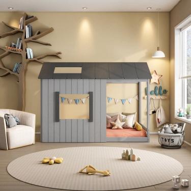 Imagem de Cama Infantil Montessoriana Cabana Pkolino Cinza/Cinza Escuro