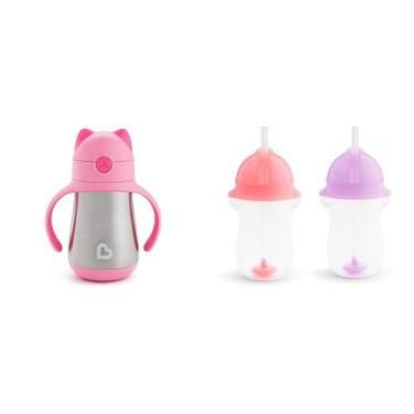 Imagem de Copo de palha Munchkin Cool Cat em aço inoxidável para criança de 240 