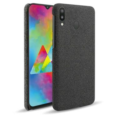 Imagem de Capa para Samsung Galaxy M20,Capa desenhada em lona,Case Protetora Ultrafina com Empunhadura Macia,Design em Tecido Antichoque e Antiarranhões-Black