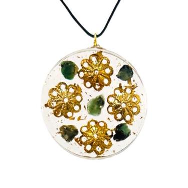 Imagem de Colar Orgonite Decreto de Cura Santa Esmeralda - Equilíbrio Pedras Nat