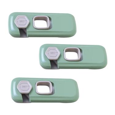 Imagem de Trava de Segurança Geladeira Gaveta Kit 3 unidades Evita Acidente Criança Bebe Armario Porta Fechadura Proteçao Multiuso Resistente