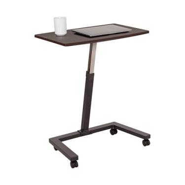 Imagem de Seville Classics Carrinho de laptop com rodinhas e altura ajustável para computador, mesa para casa, escritório, sala de aula, hospital, com rodas, nogueira, plano (61 cm) (novo modelo)